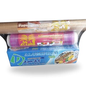 Film alimentaire PVC artino + cuisson 15 meters + aluminium damas 200
