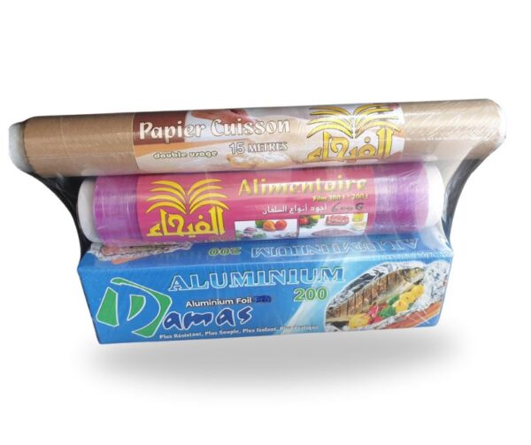 Film alimentaire PVC artino + cuisson 15 meters + aluminium damas 200